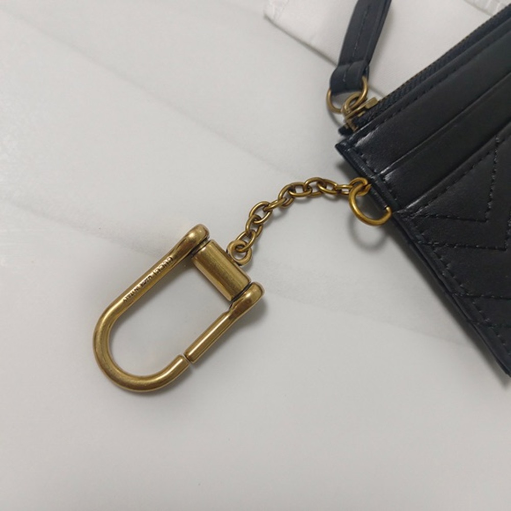 Gucci Quilted Black Card Holder with Gold Hardware - Picture 2 of 7